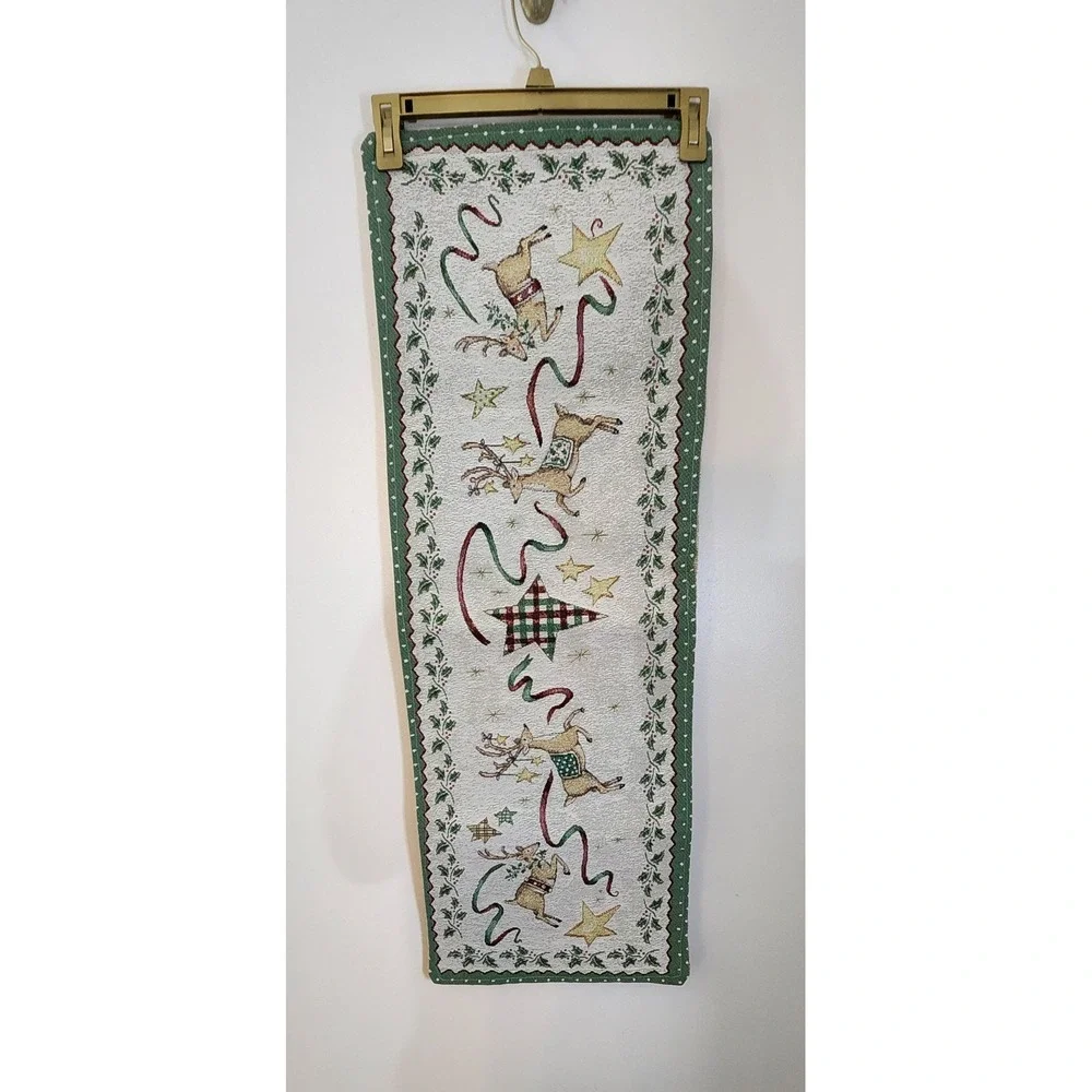 Reversible Tapestry Christmas & Thanksgiving Table Runner Festive Holiday Home